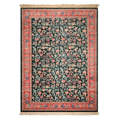 10x14 Emerald, Pink, Rose Color Hand Knotted Sino Persian Wool & Silk Traditional Oriental Rug