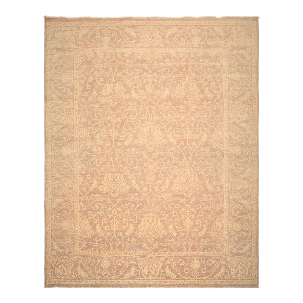 9x12 Tan, Ivory, Color Hand Knotted Peshawar Wool Transitional Oriental Rug
