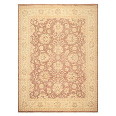 9x12 Taupe, Ivory, Tan Color Hand Knotted Chobi Peshawar Wool Transitional Oriental Rug