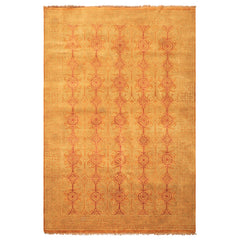 6x9 Caramel, Rust, Mint Color Hand Knotted Agra Wool Transitional Oriental Rug