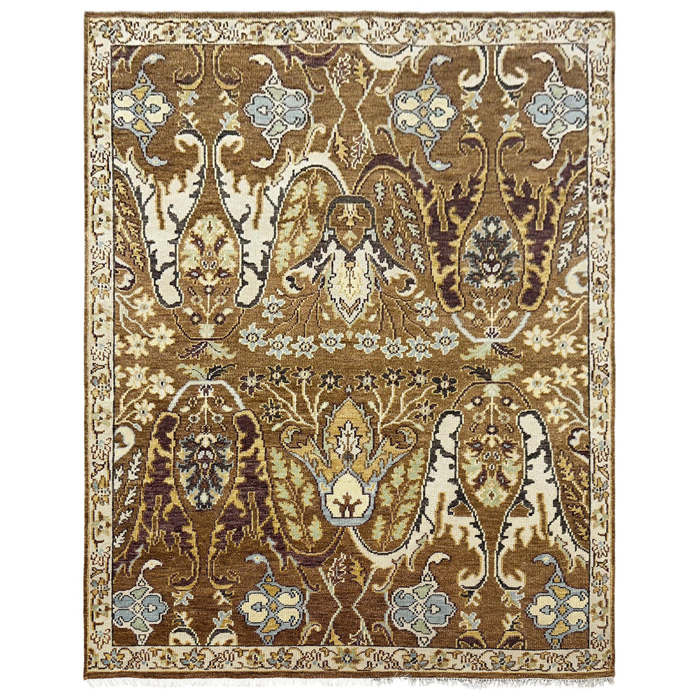 9x12 Mocha, Ivory, Chocolate Color Hand Knotted Oushak Wool  Oriental Rug