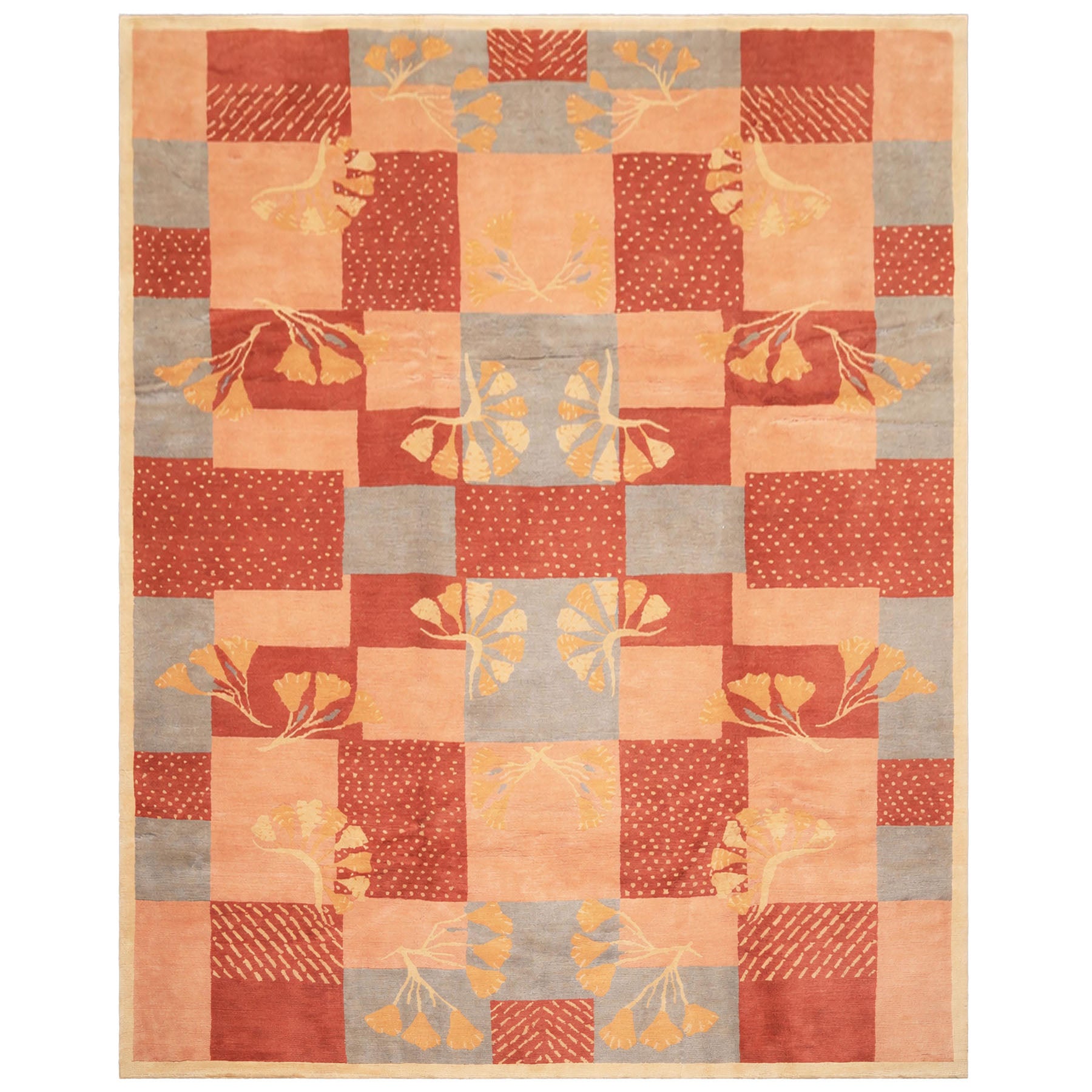 8x10 Blush, Rose, Blue Color Hand Knotted Tibetan Wool Transitional Oriental Rug