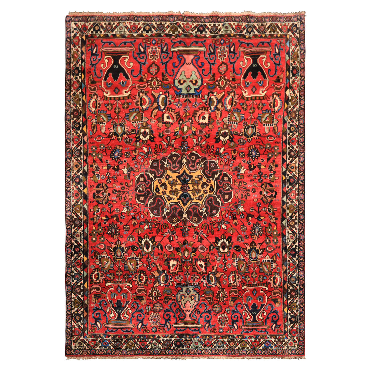6x9 Rose, Peach, Gray Color Hand Knotted Tabriz Wool Traditional Oriental Rug