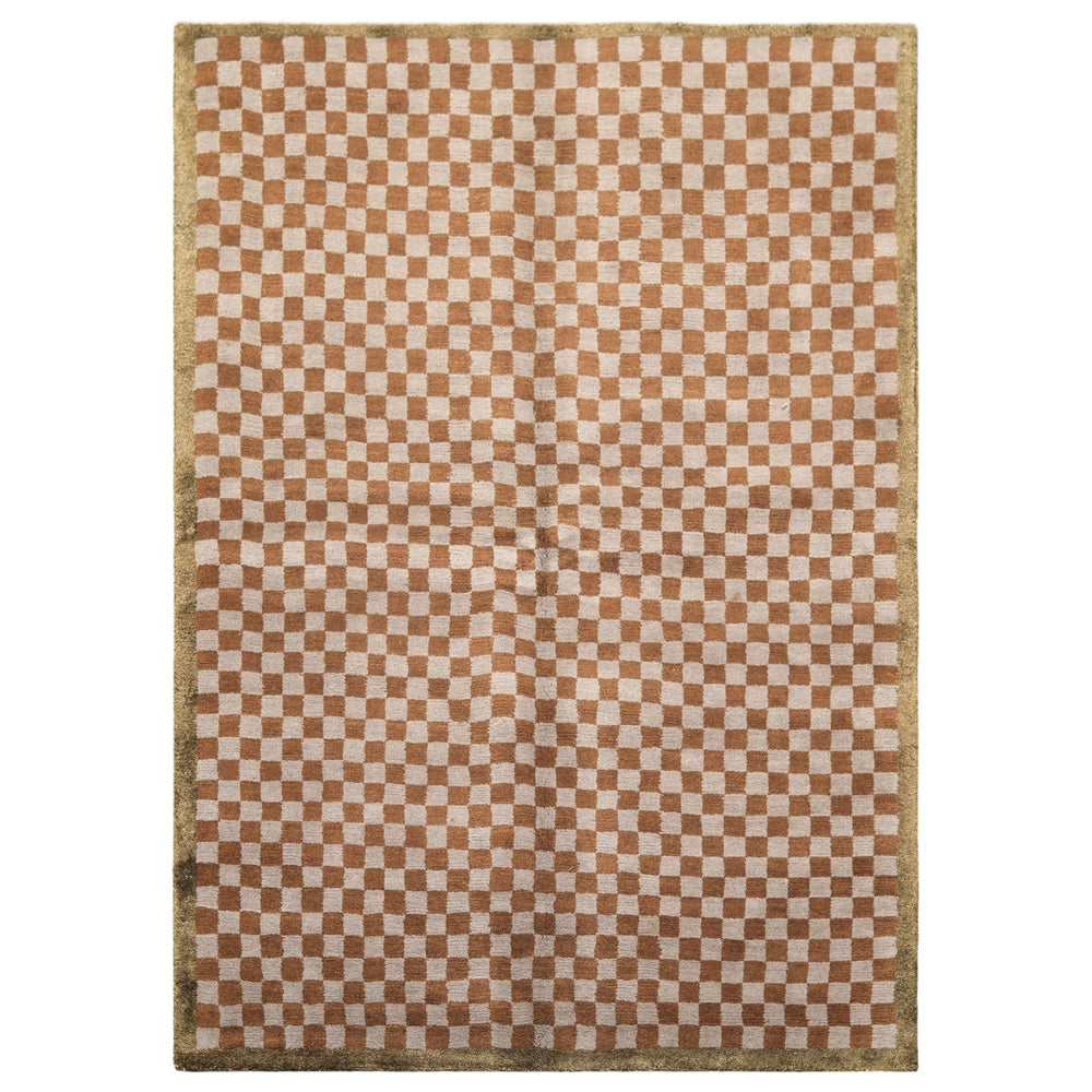 5x7 Gray, Brown, Sage Color Hand Knotted Tibetan Wool & Silk Moden & Contemporary Oriental Rug