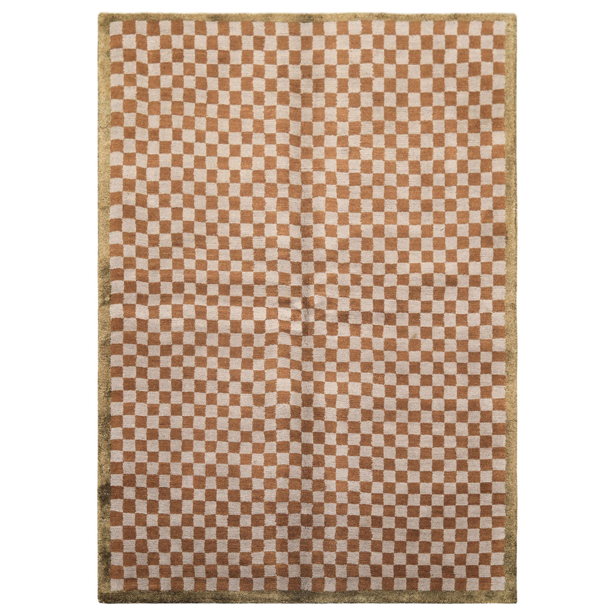 5x7 Gray, Brown, Sage Color Hand Knotted Tibetan Wool & Silk Moden & Contemporary Oriental Rug