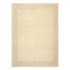 8x10 Ivory, Beige, Taupe Color Hand Knotted Tibetan Wool Transitional Oriental Rug