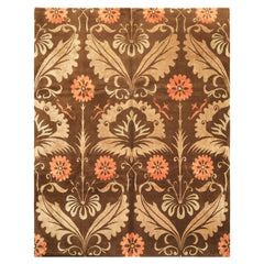 8x10 Brown, Tan, Peach Color Hand Knotted Tibetan Wool & Pure Silk Traditional Oriental Rug