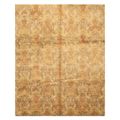 8x10 Brown, Gold, Tan Color Hand Knotted Indo Tibetan Wool Transitional Oriental Rug