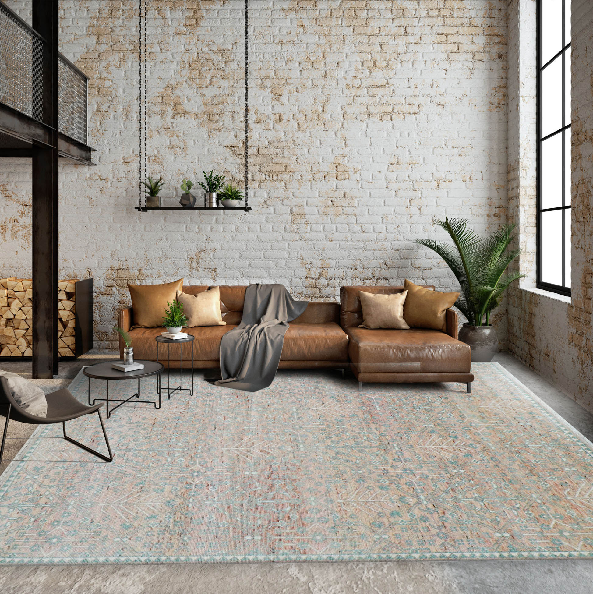 10x14 Blush, Aqua, Ivory Color Hand Knotted  100% Wool Transitional Oriental Rug