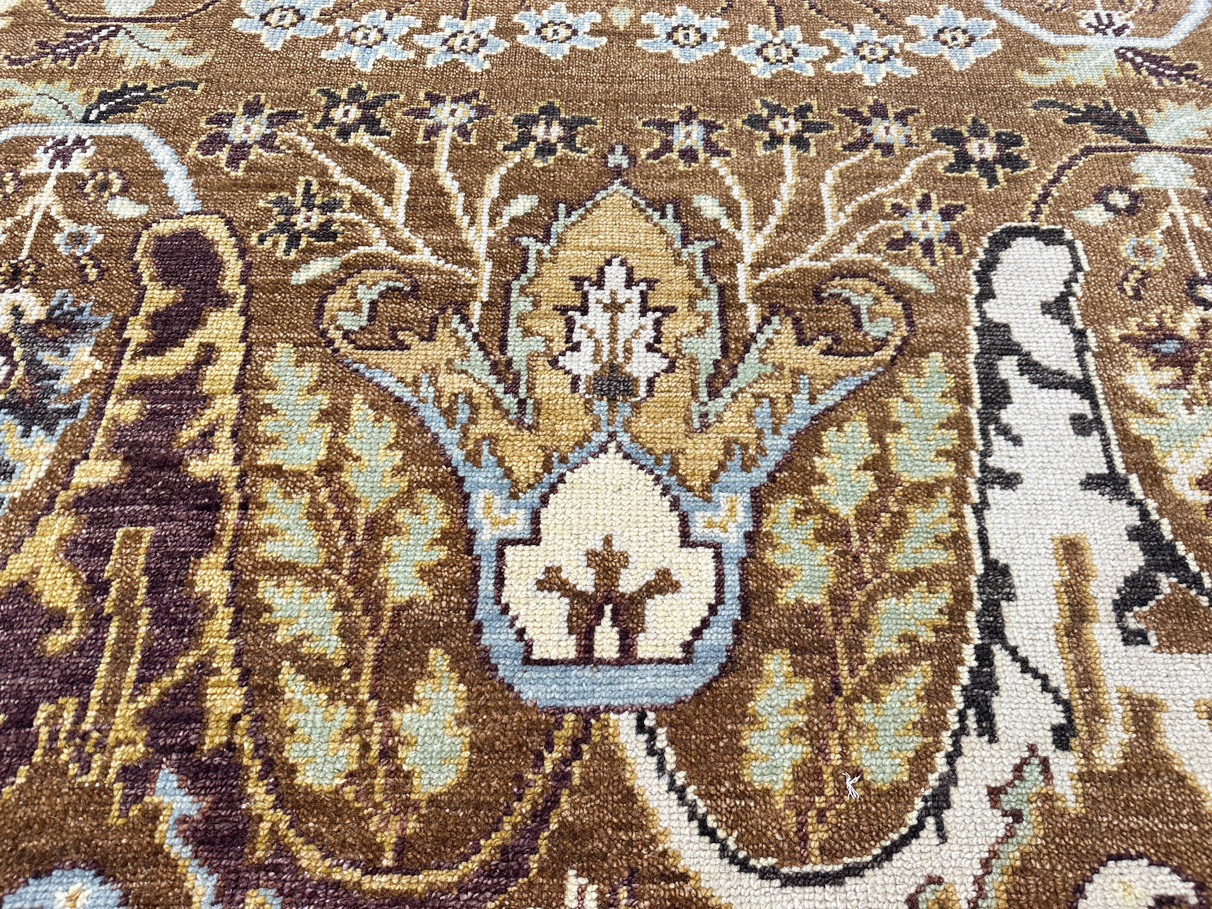 9x12 Mocha, Ivory, Chocolate Color Hand Knotted Oushak Wool  Oriental Rug