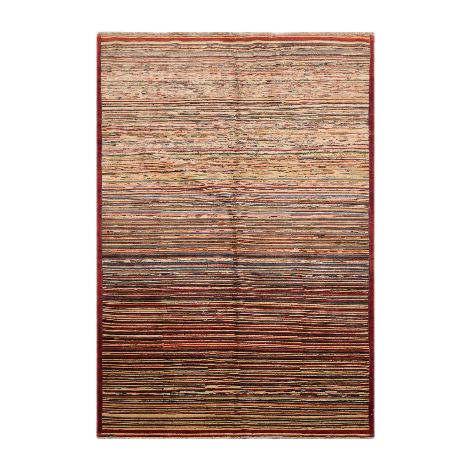 6x9 Rust, Beige, Blue Color Hand Knotted Chobi Peshawar 100% Wool Modern Oriental Rug