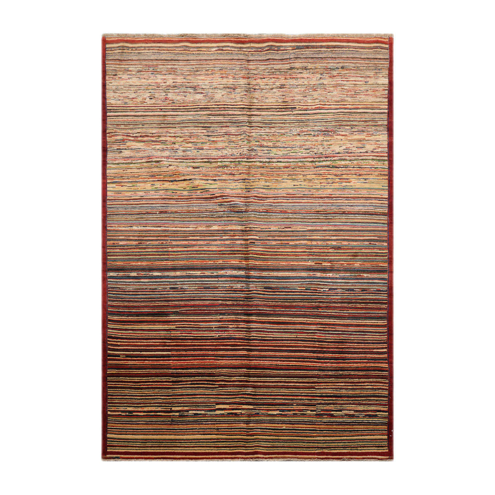 6x9 Rust, Beige, Blue Color Hand Knotted Chobi Peshawar 100% Wool Modern Oriental Rug