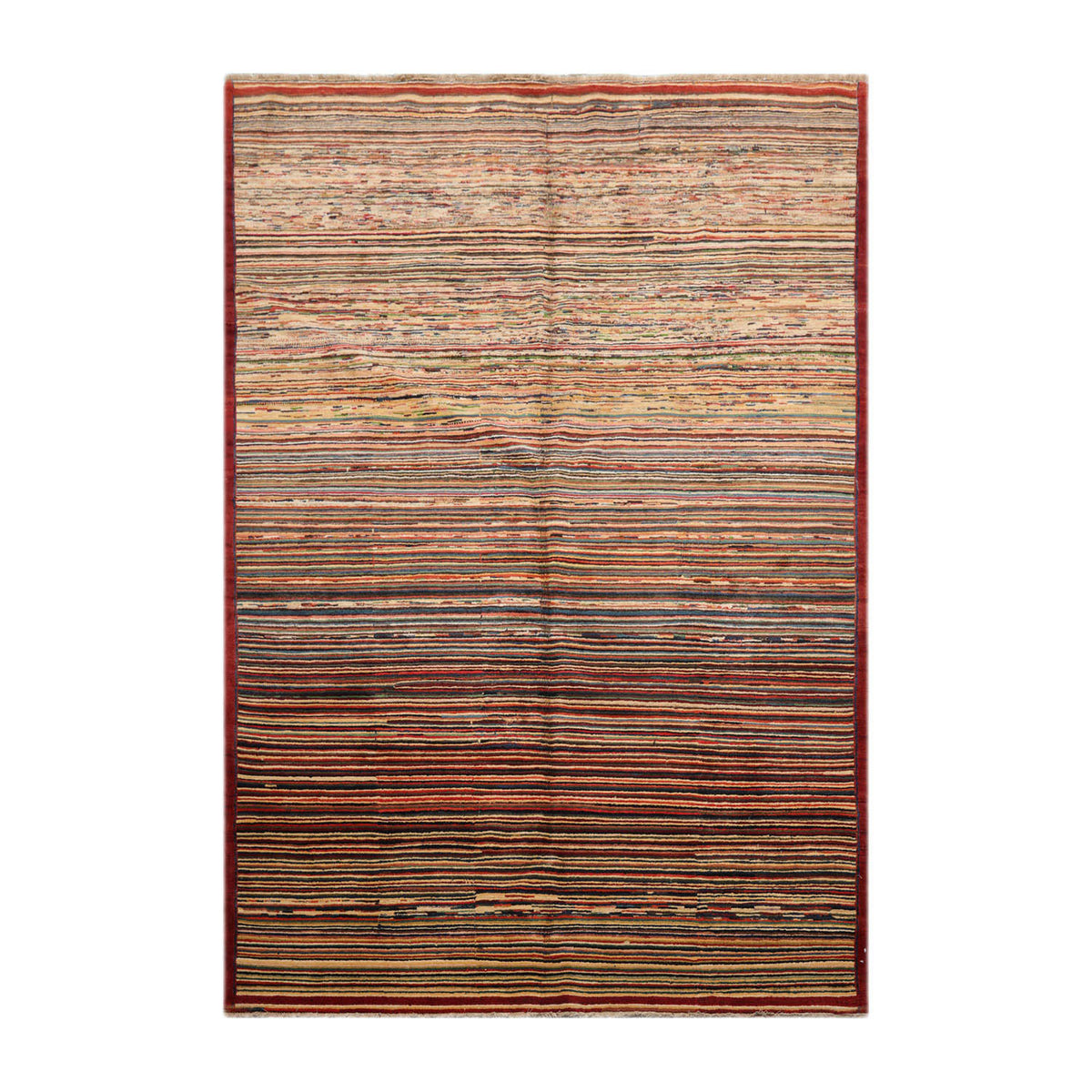 6x9 Rust, Beige, Blue Color Hand Knotted Chobi Peshawar 100% Wool Modern Oriental Rug
