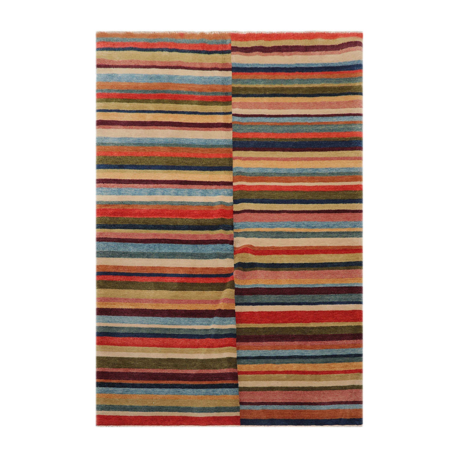 4x6 Blue, Beige, Orange Color Hand Knotted  100% Wool Modern Oriental Rug