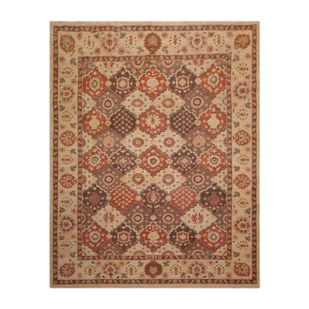 8x10 Tan, Brown, Rust Color Hand Knotted Peshawar 100% Wool Traditional Oriental Rug