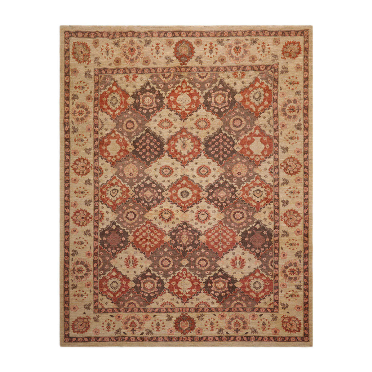 8x10 Tan, Brown, Rust Color Hand Knotted Peshawar 100% Wool Traditional Oriental Rug