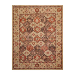 8x10 Tan, Brown, Rust Color Hand Knotted Peshawar 100% Wool Traditional Oriental Rug