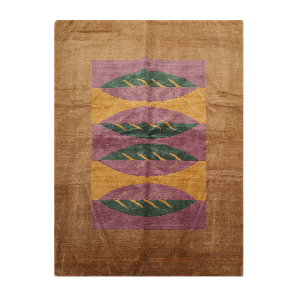 5x7 Lavender, Gold, Brown Color Hand Knotted  100% Wool Contemporary Oriental Rug