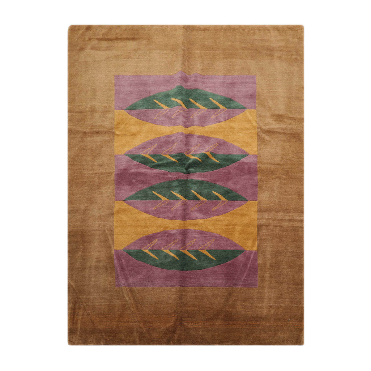 5x7 Lavender, Gold, Brown Color Hand Knotted  100% Wool Contemporary Oriental Rug