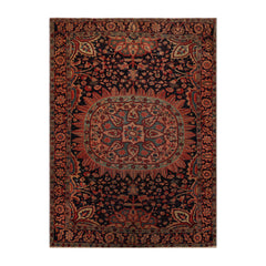 5x7 Midnight Blue, Rose, Aqua Color Hand Knotted  100% Wool Traditional Oriental Rug