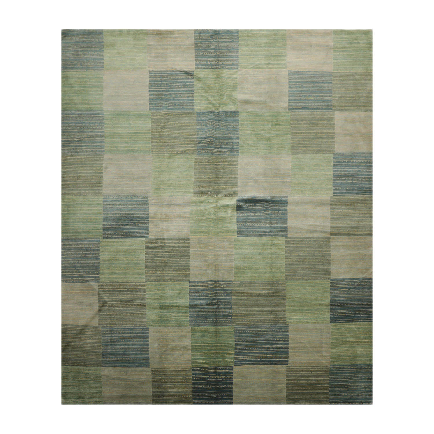 8x10 Aqua, Gray, Blue Color Hand Knotted  100% Wool Modern Oriental Rug