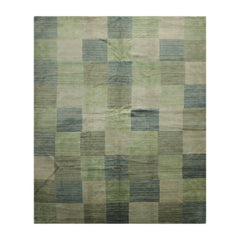 8x10 Aqua, Gray, Blue Color Hand Knotted  100% Wool Modern Oriental Rug