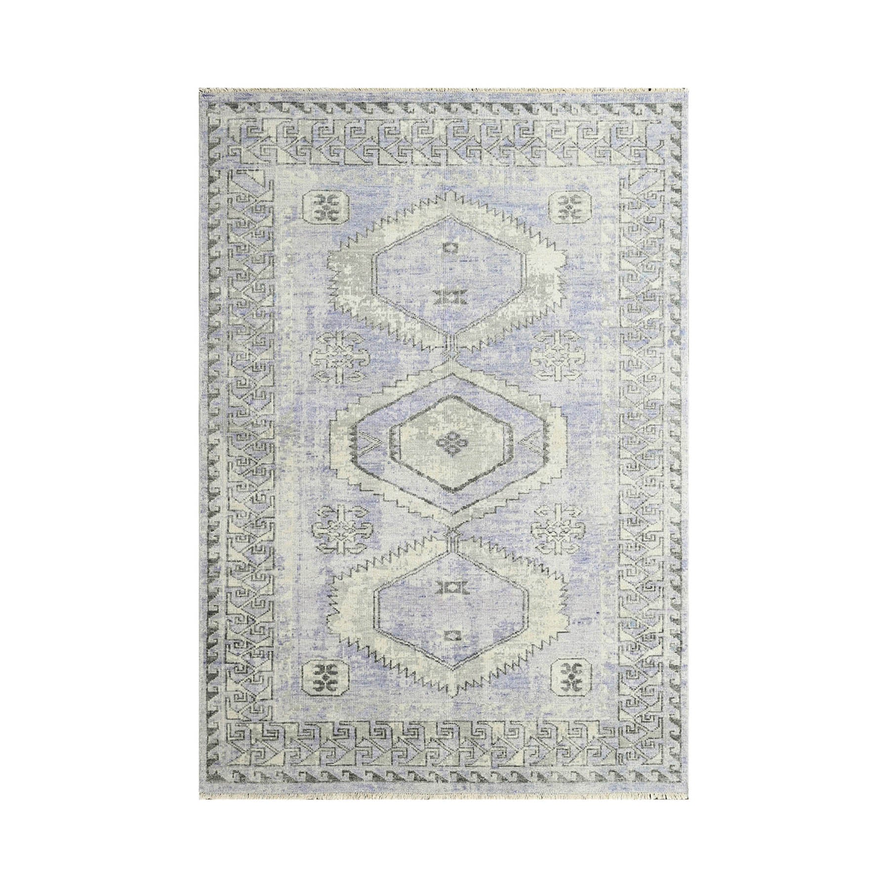 Multi Size Gray Lavender Charcoal Color Hand Knotted Indo Oushak Wool Traditional Oriental Rug