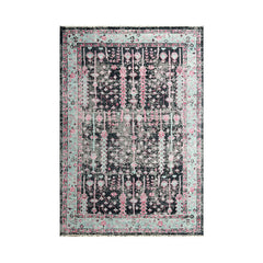 Multi Size Black Gray Mint Color Hand Knotted Indo Oushak Wool Traditional Oriental Rug