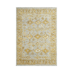 Multi Size Gray Gold Color Hand Knotted Indo Oushak Wool Transitional Oriental Rug