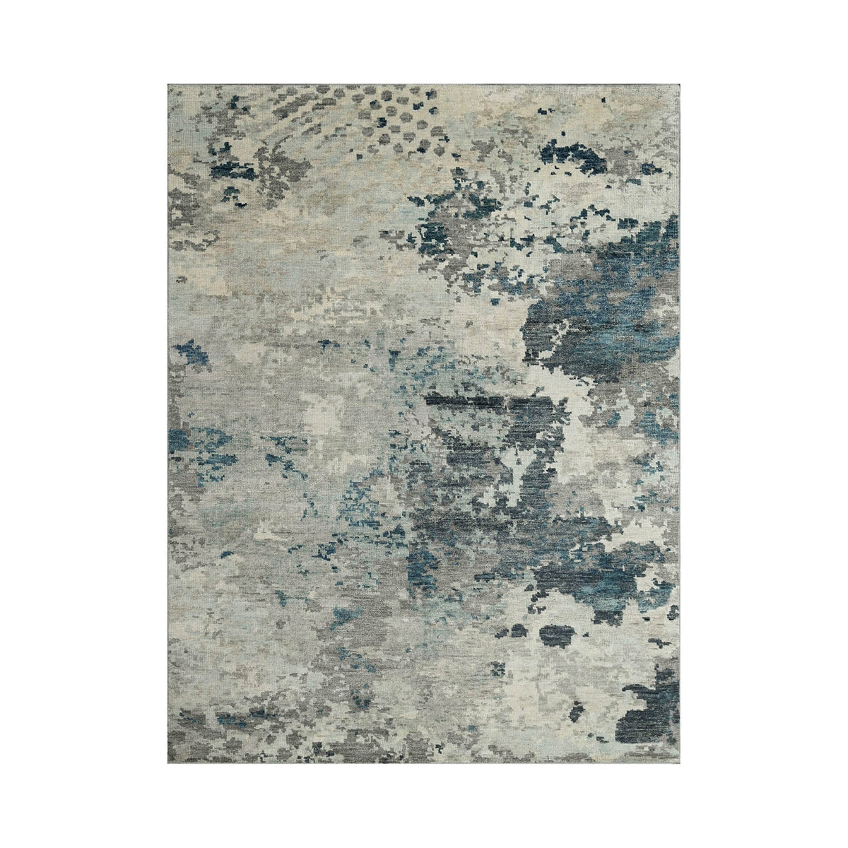 8x10 Gray, Blue, Charcoal Color Hand Knotted Indo Oushak 100% Wool Traditional Oriental Rug