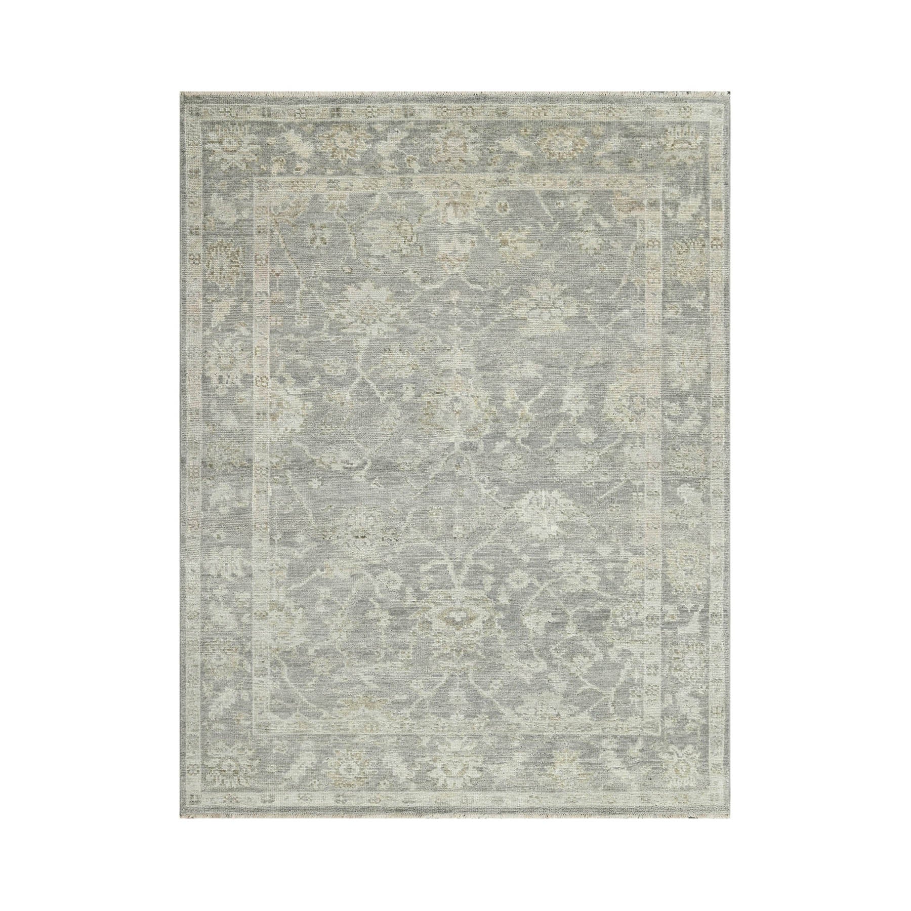 Multi Size Gray Beige Color Hand Knotted Indo Oushak Wool Traditional Oriental Rug