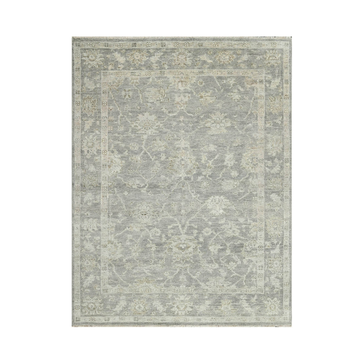 Multi Size Gray Beige Color Hand Knotted Indo Oushak Wool Traditional Oriental Rug