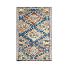 Multi Size Blue Rust Beige Color Hand Knotted Oushak Wool  Oriental Rug