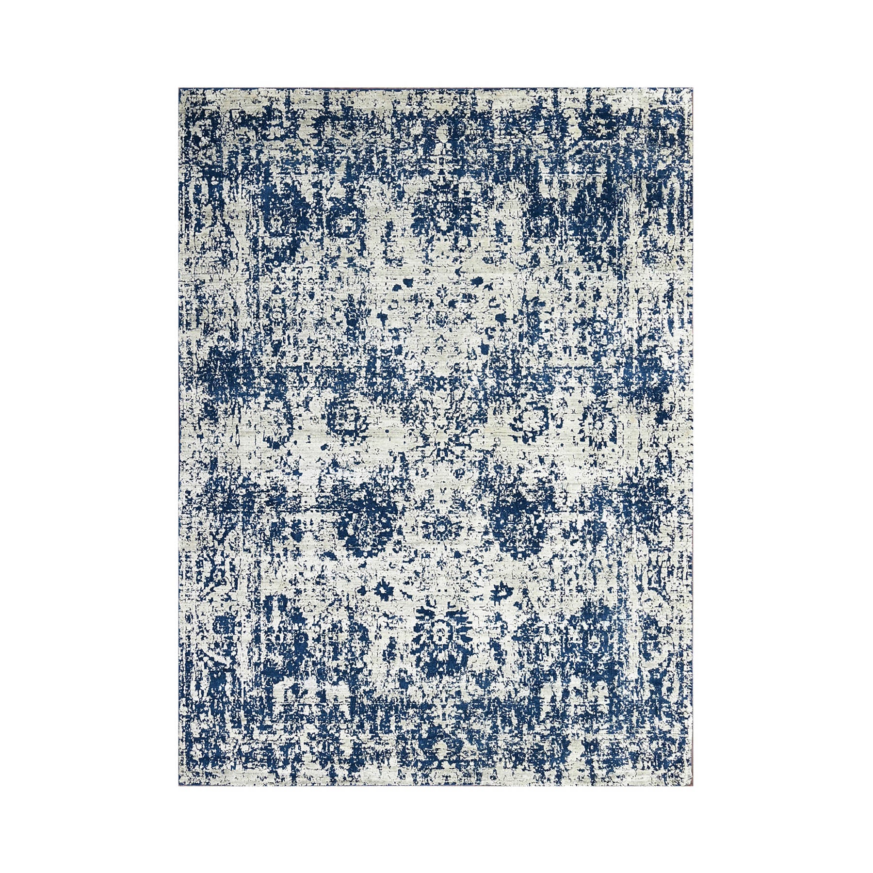 Multi Size Gray Blue Color Hand Knotted Oushak Wool Transitional Oriental Rug