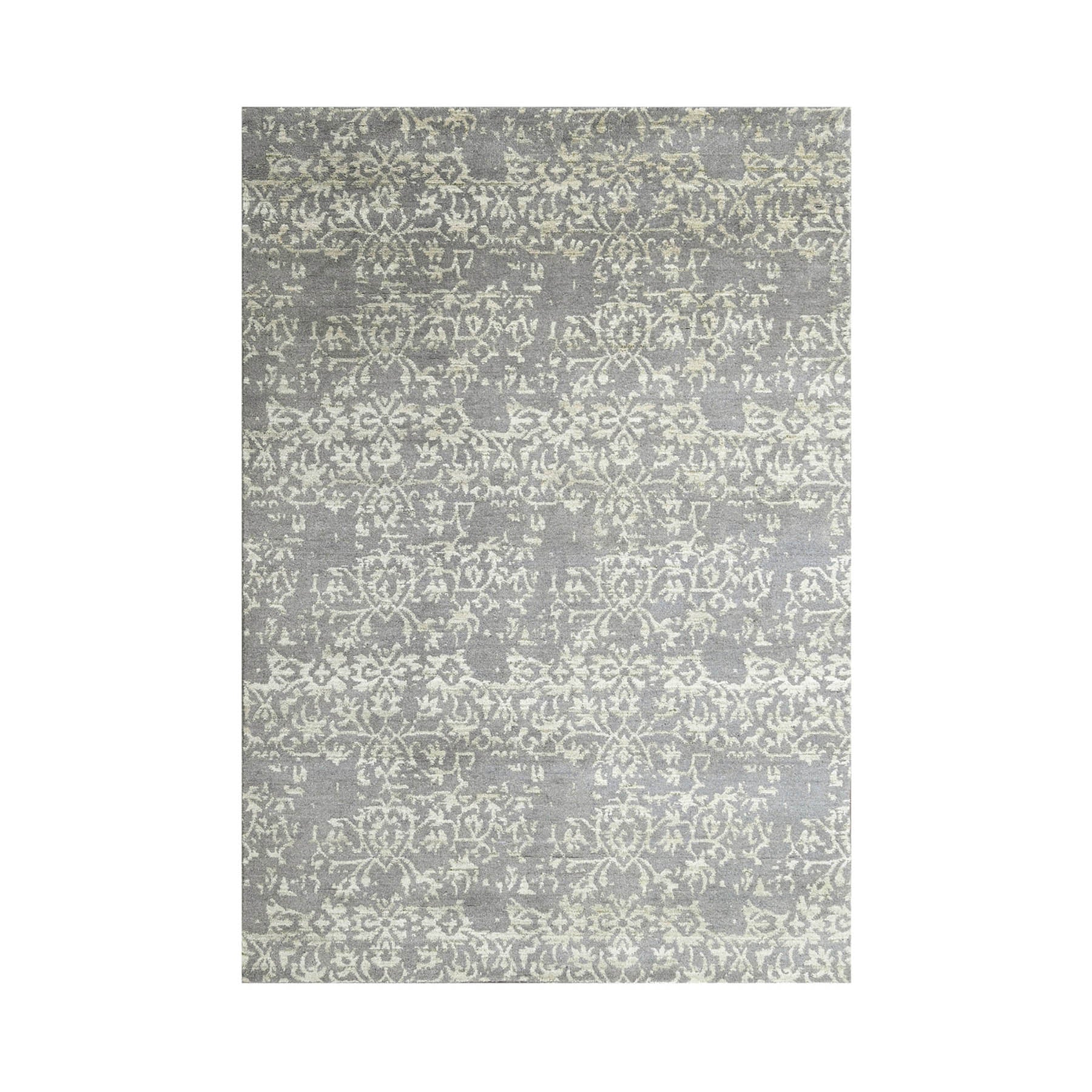 5x7 Gray, Moss, Color Hand Knotted  100% Wool Transitional Oriental Rug