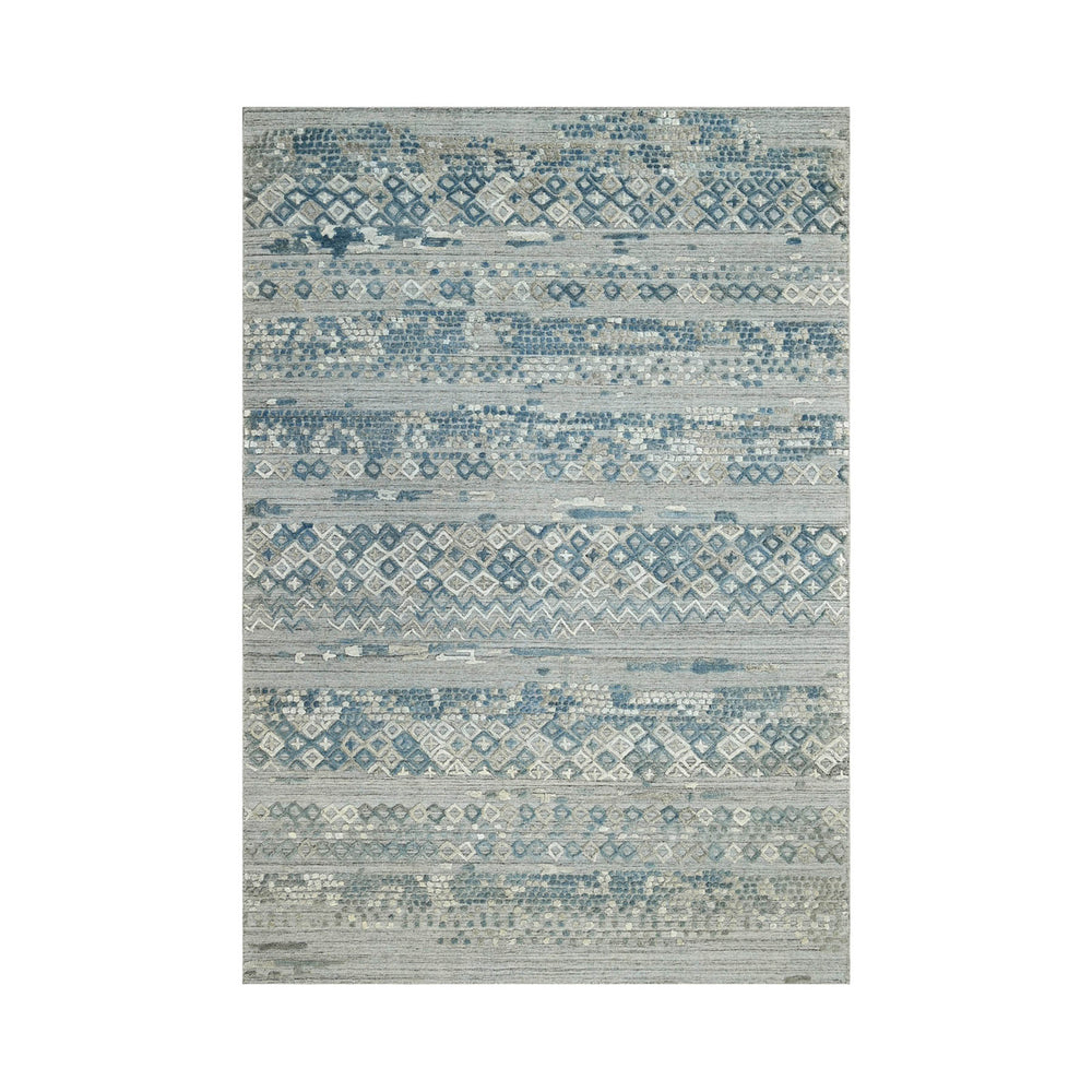 6x9 Gray, Blue, Color Hand Knotted  100% Wool Modern & Contemporary Oriental Rug
