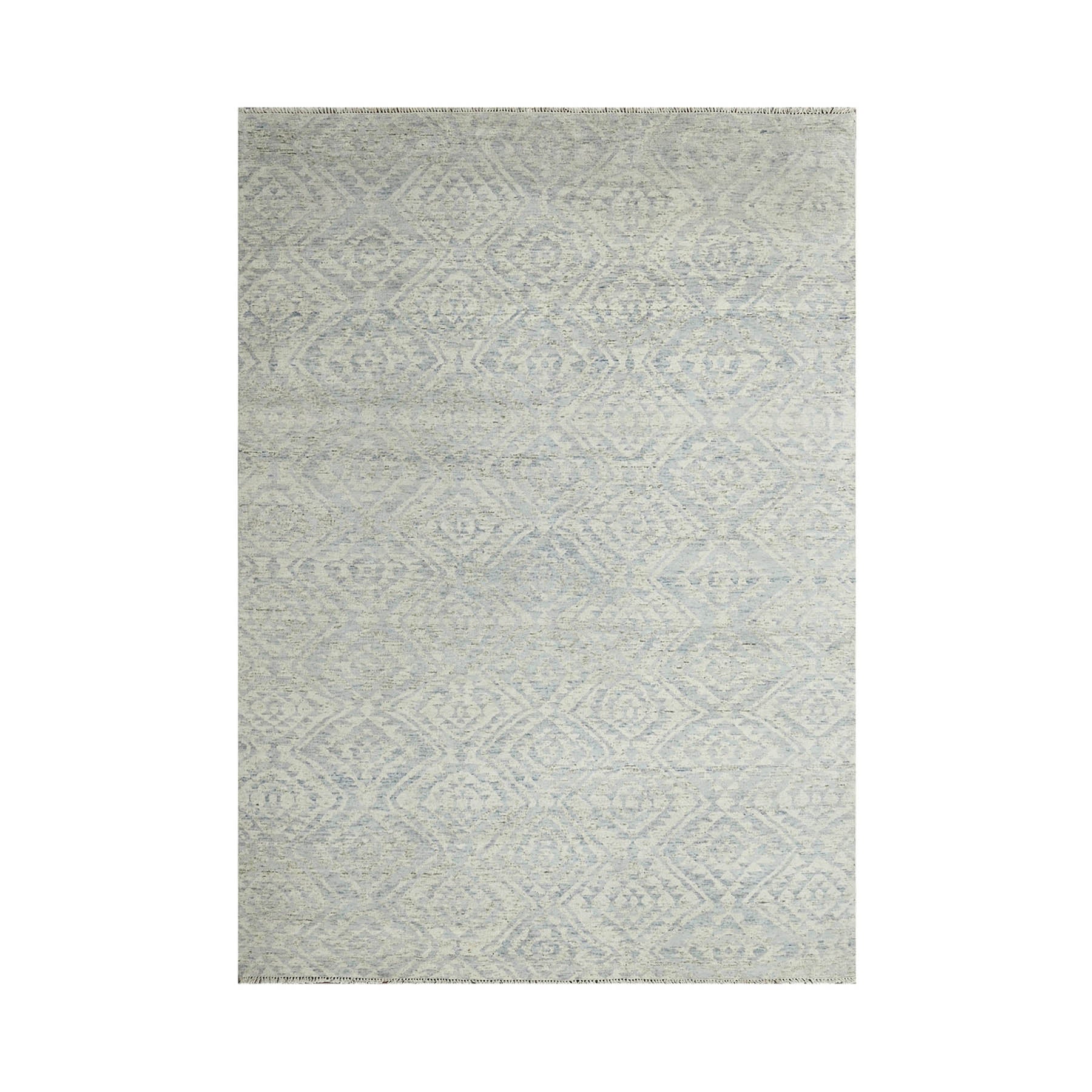 Multi Size Gray Beige Blue Color Hand Knotted  Wool Transitional Oriental Rug