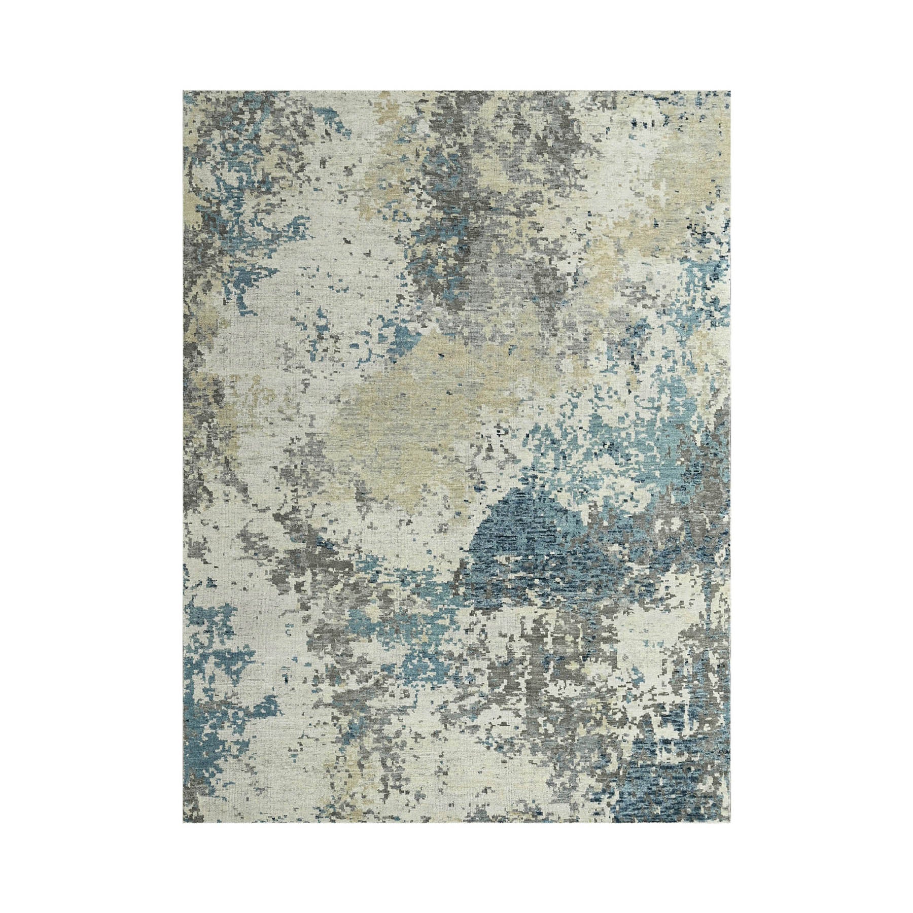 Multi Size Gray Beige Moss Color Hand Knotted  Wool Modern Oriental Rug