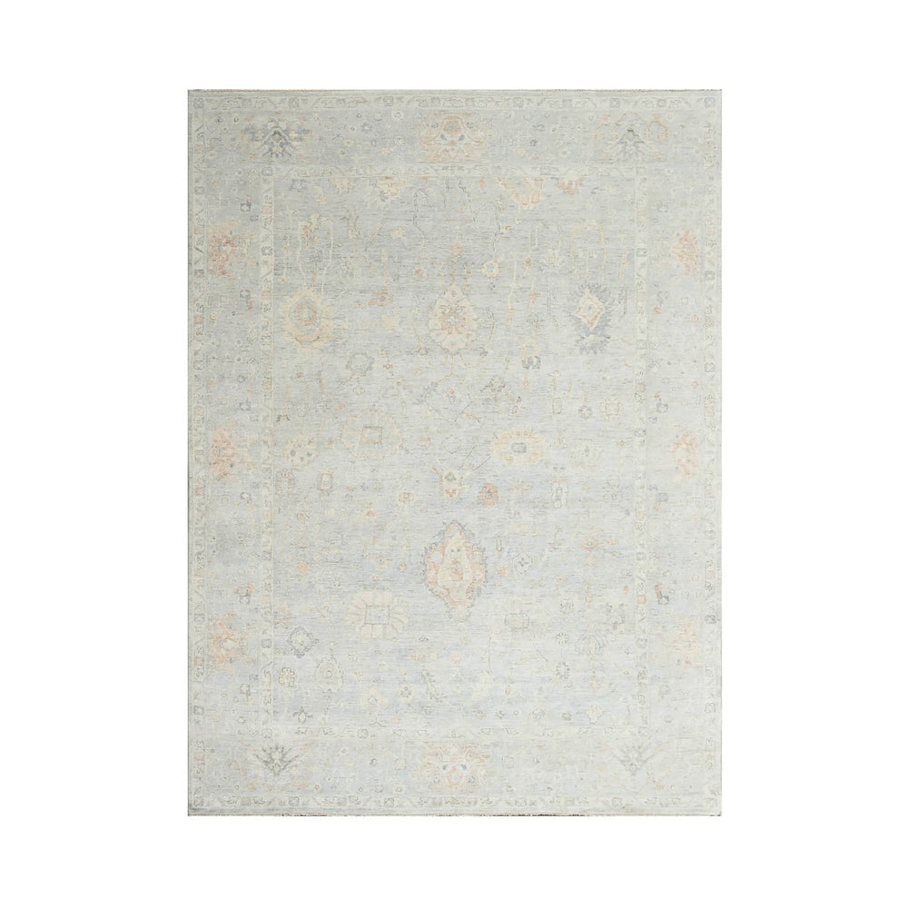 Multi Size Gray Slate Beige Color Hand Knotted Oushak Wool Traditional Oriental Rug