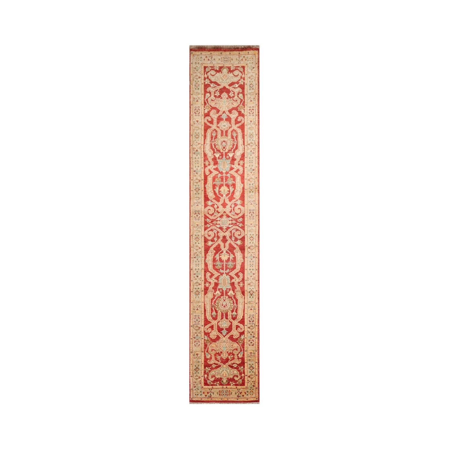 Runner Rust, Beige, Brown Color Hand Knotted Chobi Peshawar 100% Wool Traditional Oriental Rug
