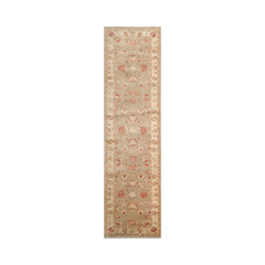 2'6x10 Taupe, Beige, Coral Color Hand Knotted Chobi Peshawar 100% Wool Traditional Oriental Rug