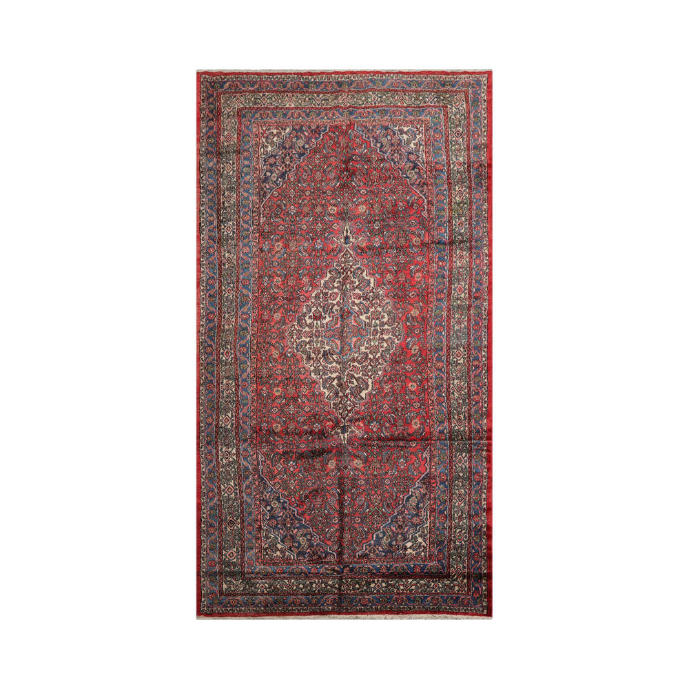 7x11 Red, Ivory, Blue Color Hand Knotted Tabriz 100% Wool Traditional Oriental Rug