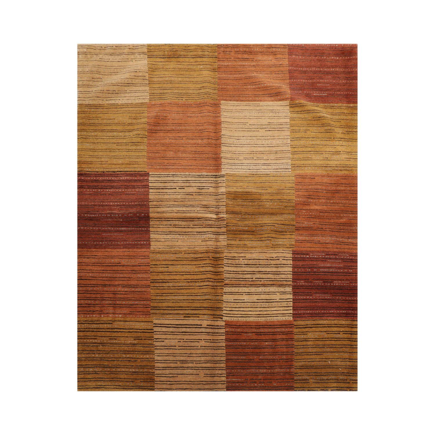 4x6 Rust, Gold, Tan Color Hand Knotted  100% Wool Modern Oriental Rug
