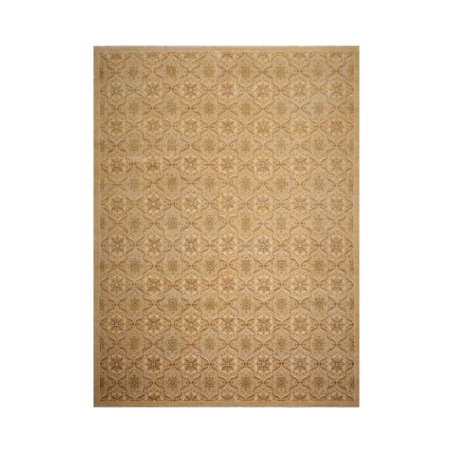 10x14 Tan, Gray, Beige Color Hand Knotted Peshawar 100% Wool Traditional Oriental Rug