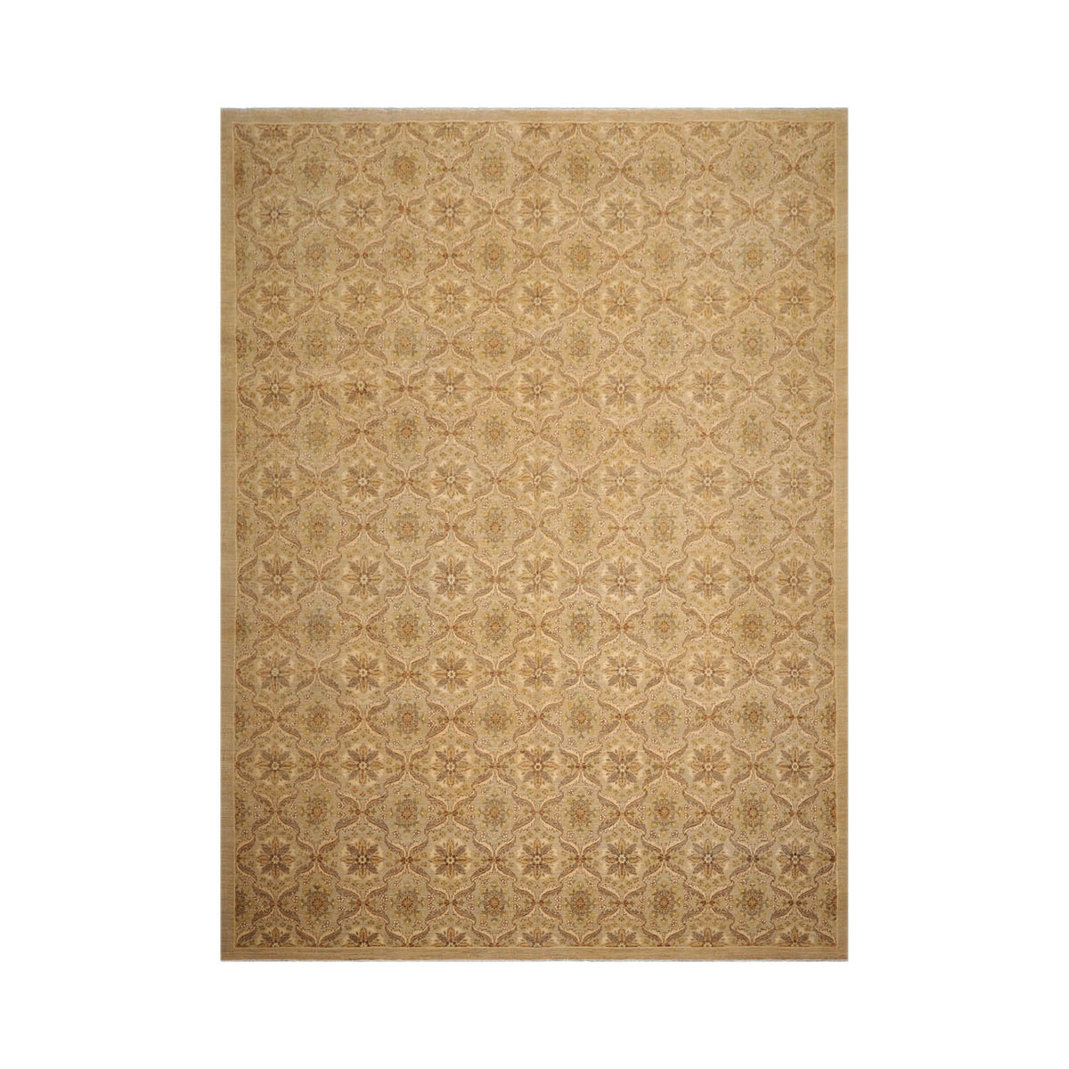 10x14 Tan, Gray, Beige Color Hand Knotted Peshawar 100% Wool Traditional Oriental Rug