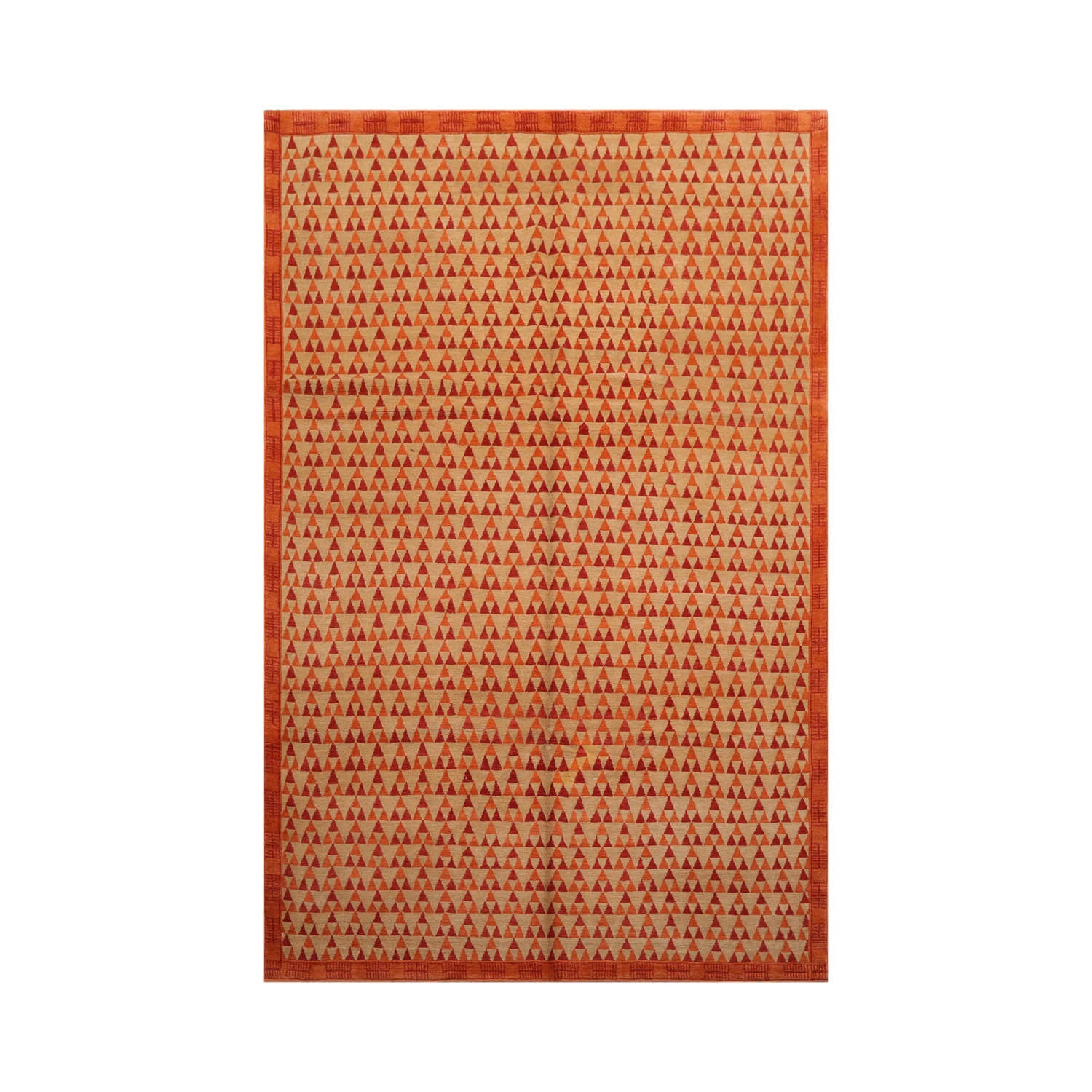 6x9 Beige, Orange, Coral Color Hand Knotted  100% Wool Contemporary Oriental Rug