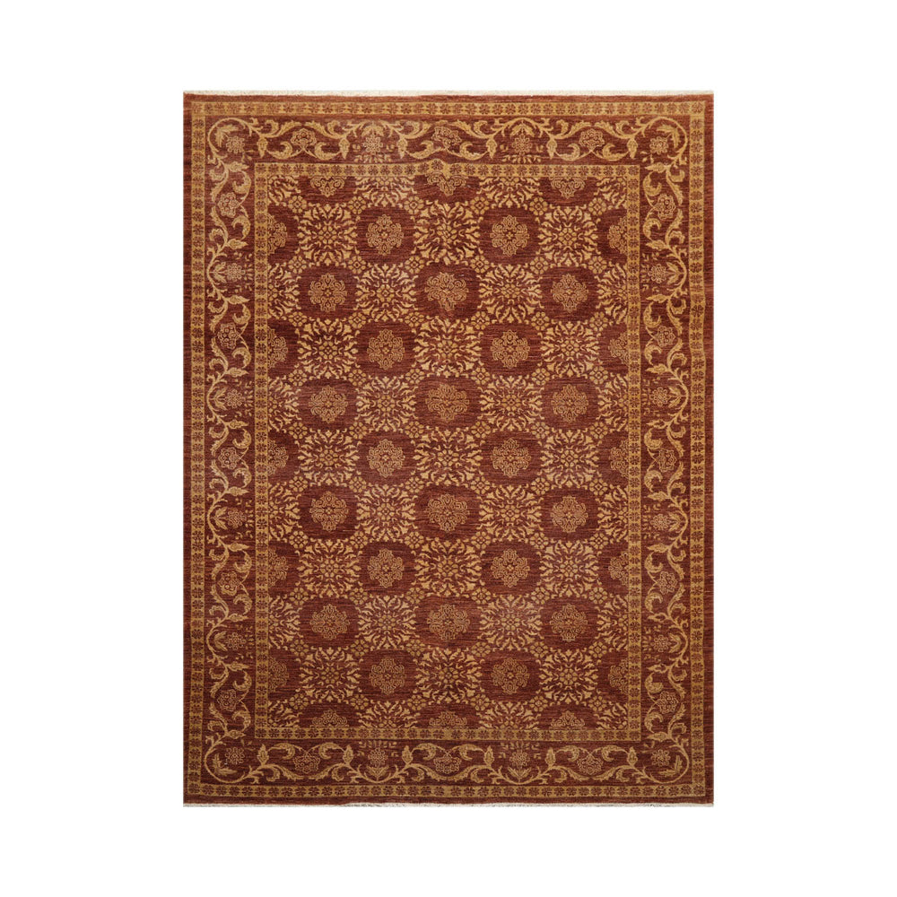 6x9 Brown, Tan, Gold Color Hand Knotted  100% Wool Traditional Oriental Rug