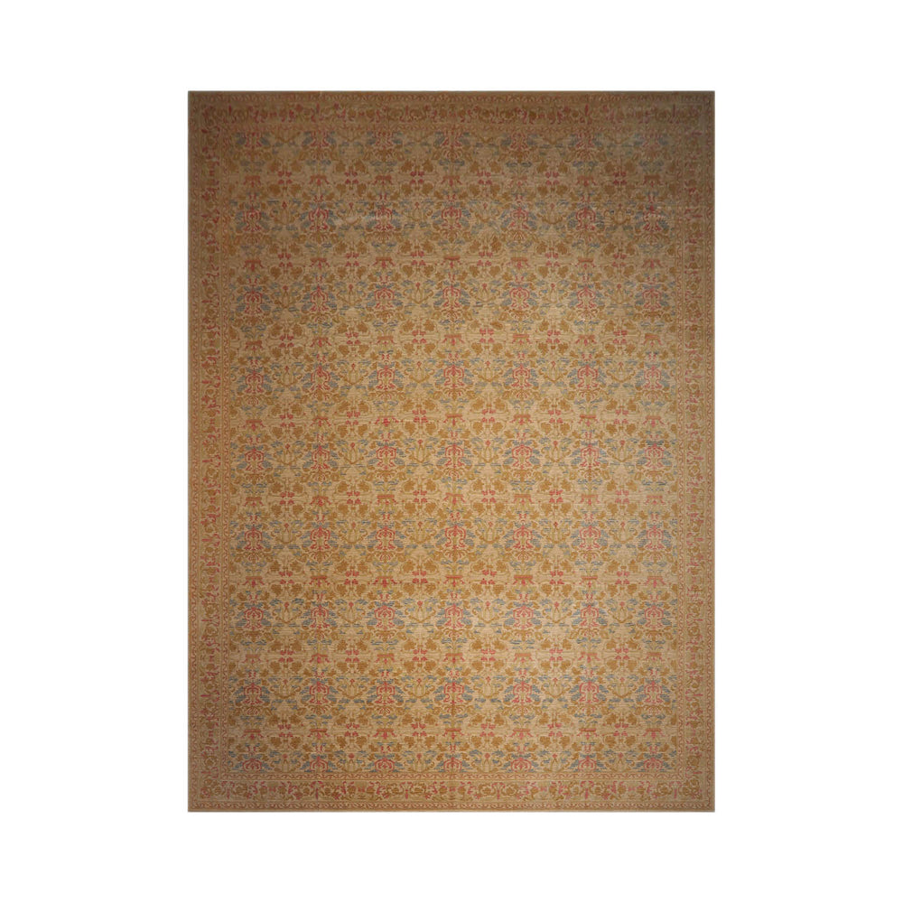 Palace Beige, Blue, Rose Color Hand Knotted  100% Wool Transitional Oriental Rug
