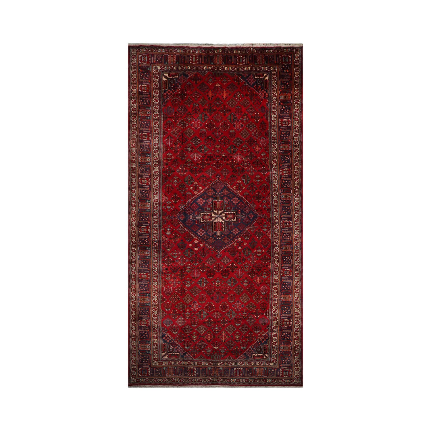 Palace Red, Indigo, Beige Color Hand Knotted  100% Wool Traditional Oriental Rug
