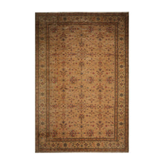 12x18 Tan, Beige, Teal Color Hand Knotted  100% Wool Traditional Oriental Rug